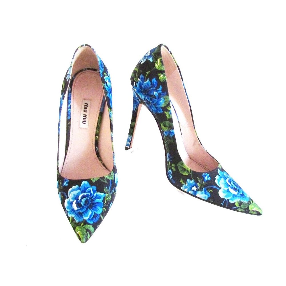Women's Shoes Designer Mui Mui Floral Print Multi Color High Heel Pumps 8.5 M